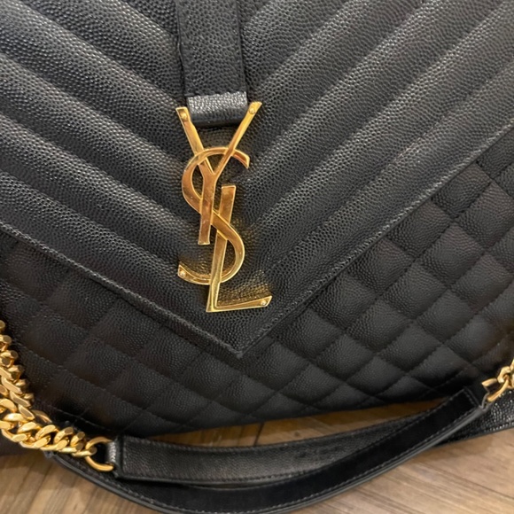 YSL ENVELOPE LARGE BAG IN MIX MATELASSÉ GRAIN DE POUDRE EMBOSSED LEATHER - Picture 10 of 15